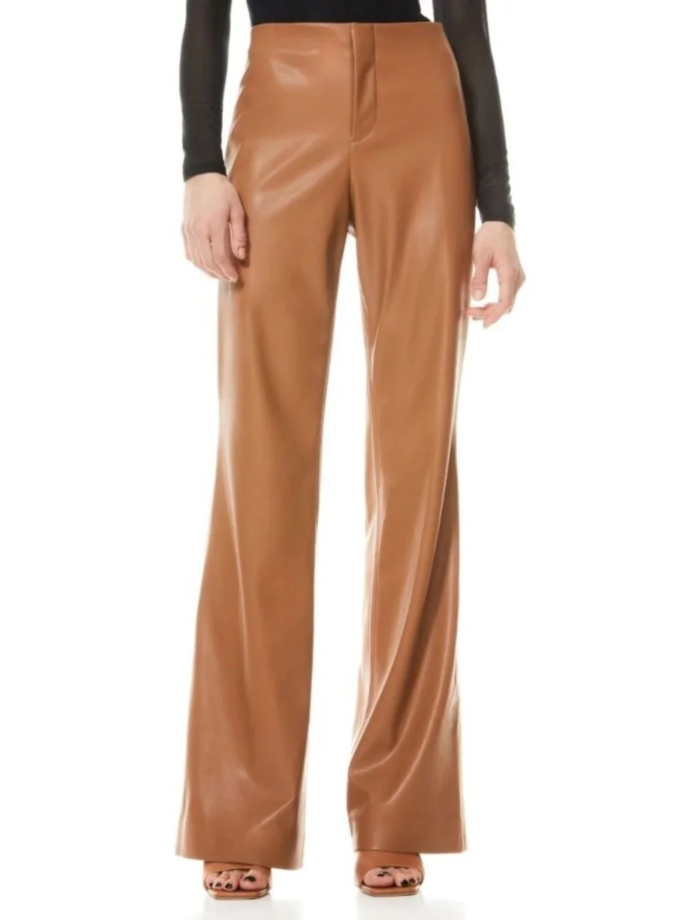Alice and Olivia Lorinda Camel Vegan Leather Pant size 8